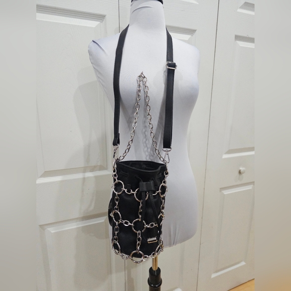 Dolls Kill Handbags - Dolls Kill Poster Grl Check Yourself Bucket Black O Ring Bag Crossbody Purse